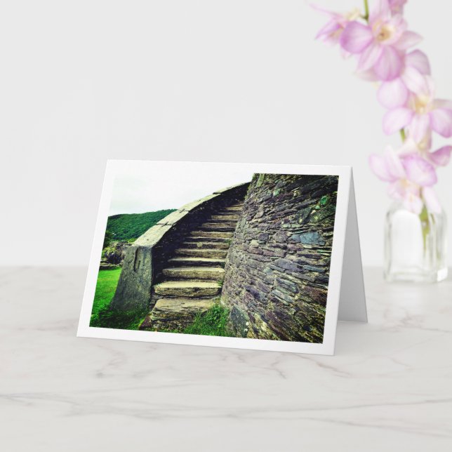 Tarjeta Escaleras del Castillo de Dolbadarn, Gales del Nor (Orquídea)