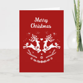 Tarjeta Escándalo festivo lindo Navidad blanco rojo venado