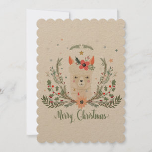 Tarjeta escandinava de los Navidades Alpaca Llama