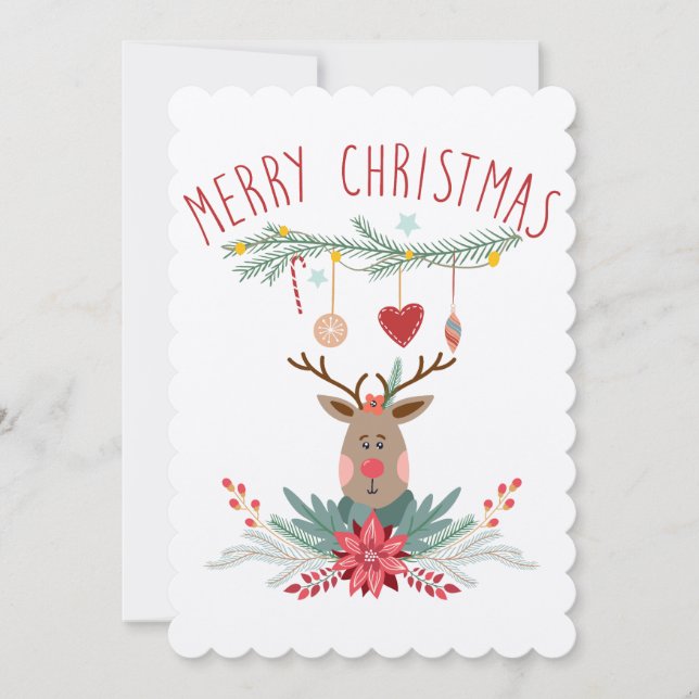 Tarjeta escandinava para Navidades de renos de San (Anverso)