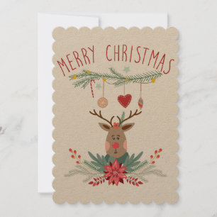Tarjeta escandinava para Navidades de renos de San