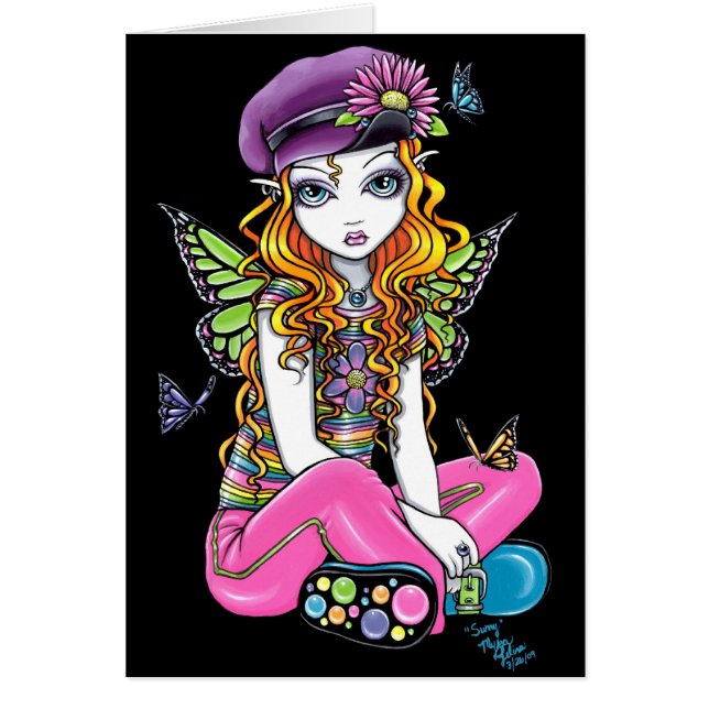 Tarjeta escarchada "soleada" de la hada del arco (Frente)