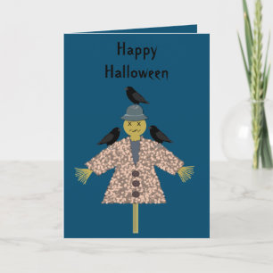 Tarjeta Escarecrow de paja de Halloween y Personalizado de