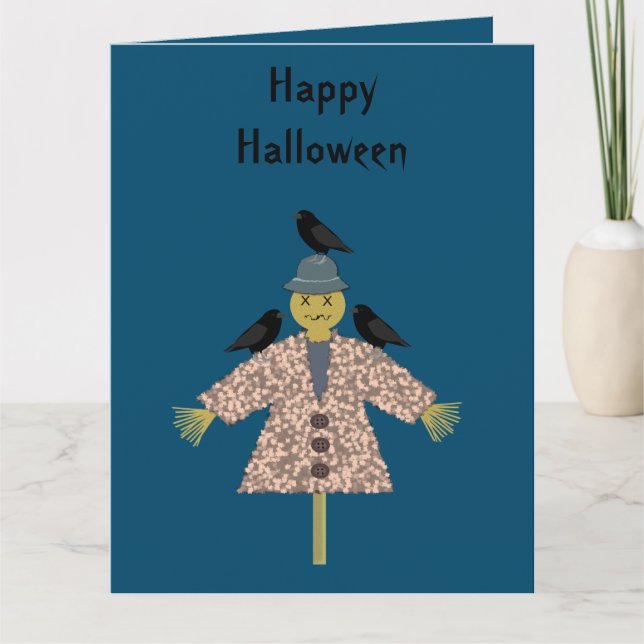 Tarjeta Escarecrow de paja de Halloween y Personalizado de (Anverso)