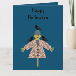 Tarjeta Escarecrow de paja de Halloween y Personalizado de