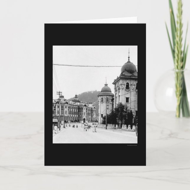 Tarjeta Escena 1912 de la calle de Seul, Corea (Anverso)