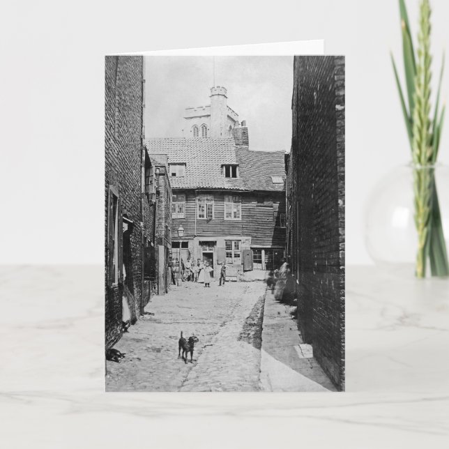 Tarjeta Escena callejera en Londres victoriano (Anverso)