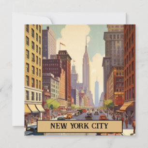 Tarjeta Escena callejera vintage de la ciudad de Nueva Yor