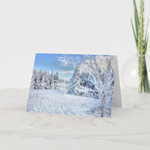 Tarjeta Escena de bosque de nieve de invierno hermoso