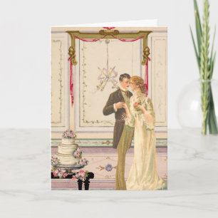 Tarjeta Escena de celebración de boda victoriana vintage