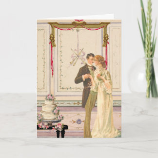 Tarjeta Escena de celebración de boda victoriana vintage