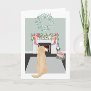 Tarjeta Escena de chimenea con perro Labrador Retriever am