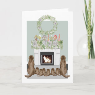 Tarjeta Escena de chimenea familiar con Labrador Choc de N