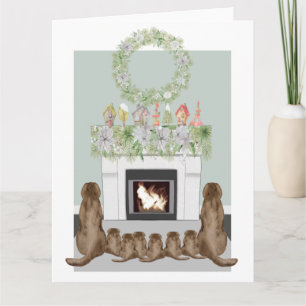 Tarjeta Escena de chimenea familiar con Labrador Choc de N