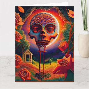 Tarjeta Escena de fantasía con rosas y criatura masculina