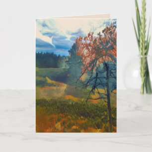 Tarjeta Escena de filtro de pintura de árboles otoñales pa