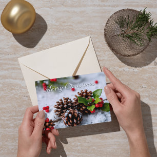Tarjeta Escena de invierno con los pimientos Feliz Navidad