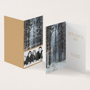 Tarjeta Escena de invierno de foto navideña personalizado