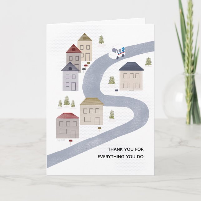 Tarjeta Escena de invierno de Navidad gracias a la señora  (Anverso)