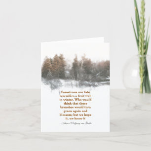 TARJETA ESCENA DE INVIERNO Y CITA DE VON GOETHE SOBRE EL D
