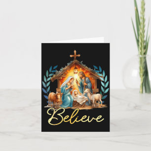 Tarjeta Escena de la Natividad Cree Navidad Cristiana Fami