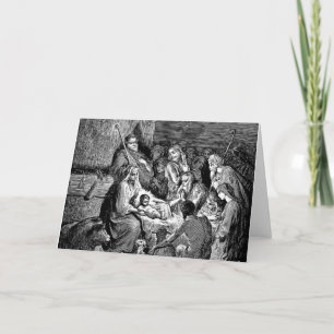 Tarjeta Escena de la Natividad de Navidad Ilustrada