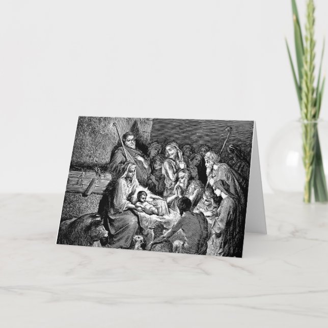 Tarjeta Escena de la Natividad de Navidad Ilustrada (Anverso)