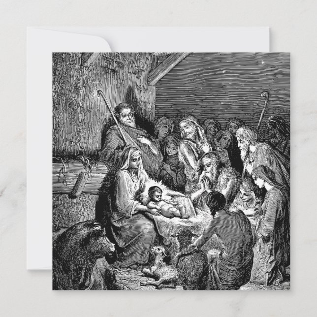 Tarjeta Escena de la Natividad de Navidades ilustrados (Anverso)