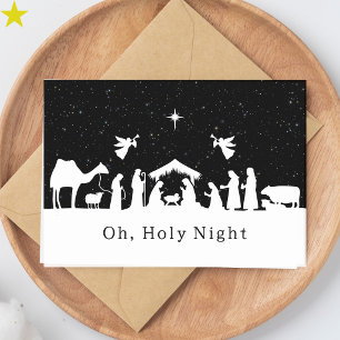Tarjeta Escena de la Natividad en Blanco y Negro Navidad R