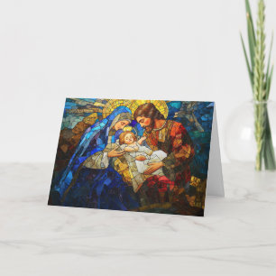Tarjeta Escena de la Natividad en Vidrio Pintado Navidad