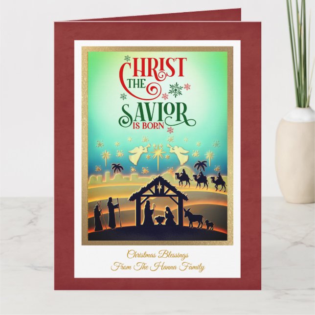 Tarjeta Escena de la Natividad "Feliz Navidad y Próspero A (Anverso)