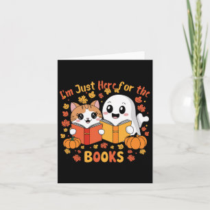 Tarjeta Escena De Libros De Halloween De Lectura De Gato Y