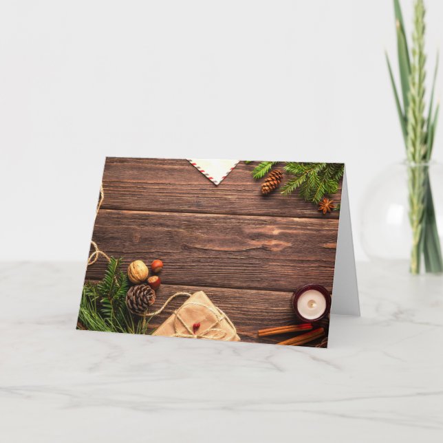 Tarjeta Escena de madera de Navidad (Anverso)