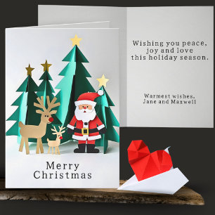 Tarjeta Escena de Navidad de origami minimalista linda
