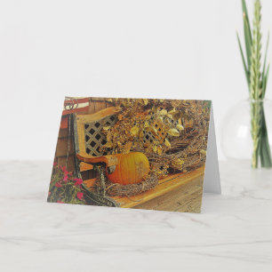 Tarjeta Escena de Otoño / Calabaza y Vid Agridulce en Banc