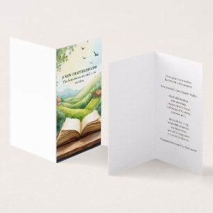 Tarjeta Escena de paisaje de nuevo capítulo de libro abier