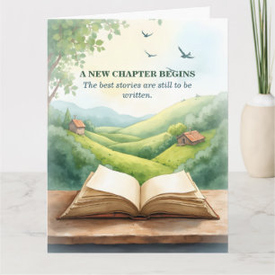 Tarjeta Escena de paisaje de nuevo capítulo de libro abier