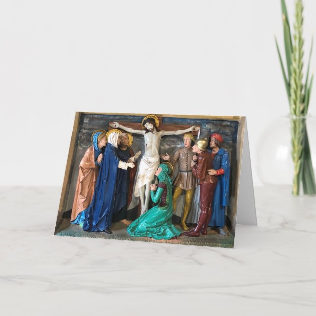 Tarjeta Escena de Pascua de Crucificción. (Anverso)