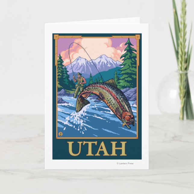 Tarjeta Escena de pesca de mosca Utah (Anverso)