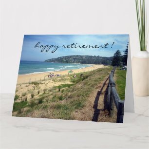 Tarjeta escena de playa jubilación grande