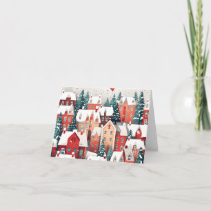 Tarjeta Escena de Pueblo Navideño