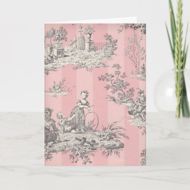 Tarjeta Escena de tela con franjas rosadas (Anverso)