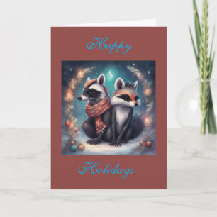 Tarjeta Escena de zorro invernal Vacaciones Navidad