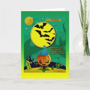 Tarjeta Escena del asistente de halloween Night Jack o' La