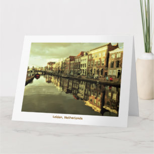 Tarjeta Escena del canal de Leiden, Países Bajos