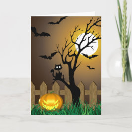 Tarjeta Escena del jardín de Halloween con miedo