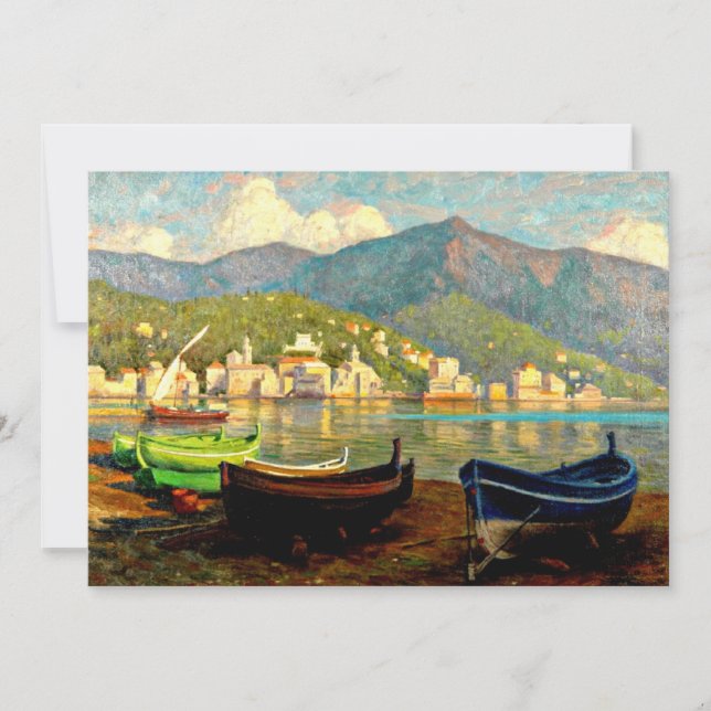 Tarjeta Escena del puerto de Rapallo, arte fino, (Anverso)