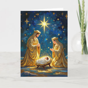 Tarjeta Escena dorada del Nacimiento