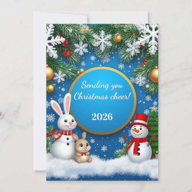 Tarjeta Escena festiva de vacaciones de Navidad (Anverso)