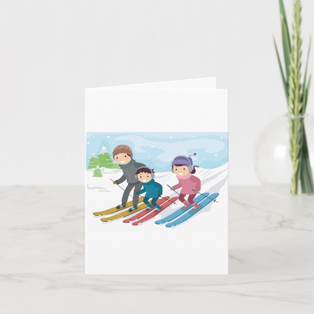 Tarjeta Escena invernal de esquí familiar (Subido por el creador)
